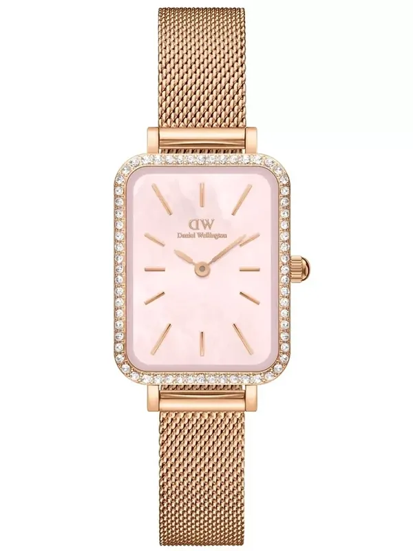 DÁMSKE HODINKY DANIEL WELLINGTON Quadro Lumine Bezel Melrose Pink DW00100669 + BOX (zw519j)