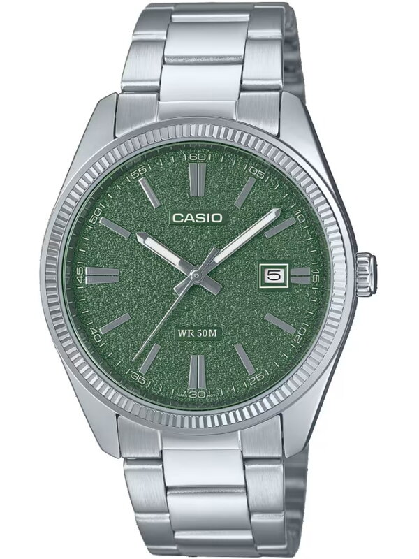 Pánske hodinky Casio MTP-1302DA-3A strieborné so zeleným ciferníkom