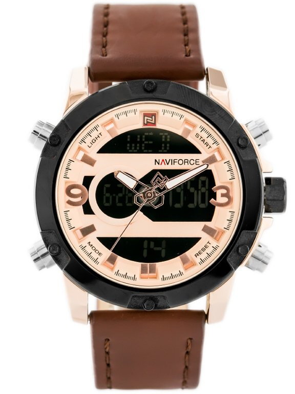 NAVIFORCE PÁNSKE HODINKY - NF9097 (zn043e) - hnedé/ružové zlato