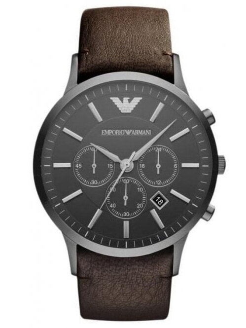 Emporio Armani AR2462 Sportivo sú elegantné pánske hodinky, ktoré spájajú moderný chronograf, čierny ciferník, grafitové puzdro a hnedý kožený remienok. Ideálna voľba pre mužov, ktorí hľadajú štýlový doplnok do práce aj na spoločenské príležitosti.