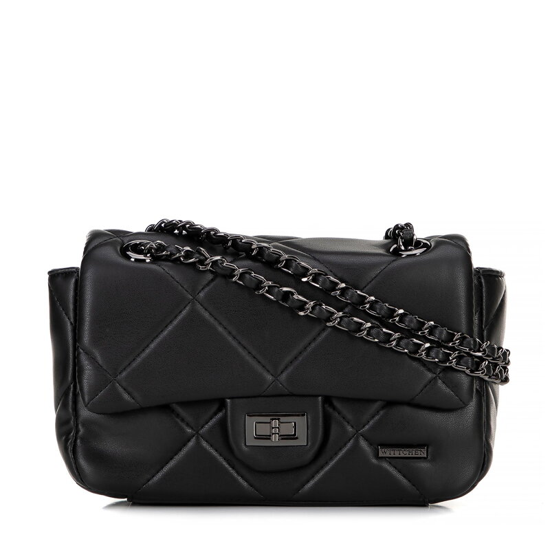 Crossbody z ekokože v geometrickom prešívaní čierna 99-4Y-627-1