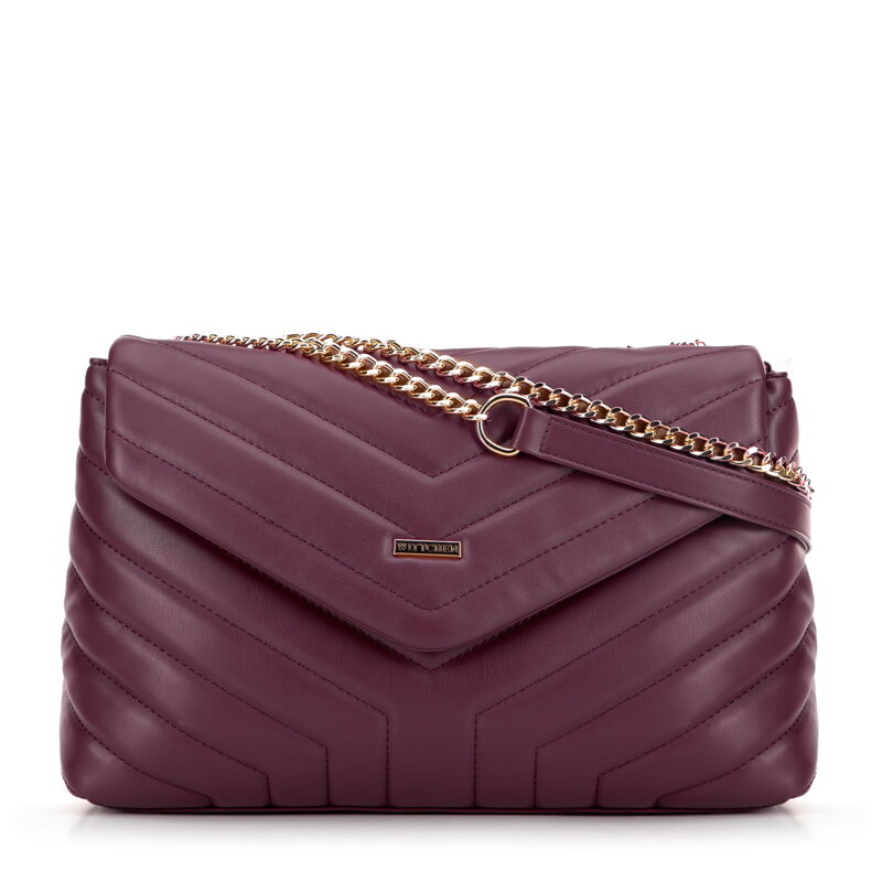 Damska crossbody na łańcuszku z ekoskóry bordowa 99-4Y-514-3