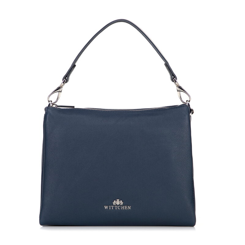 Dámska trojpriehradková crossbody, tmavomodrá koža 100-4E-808-7
