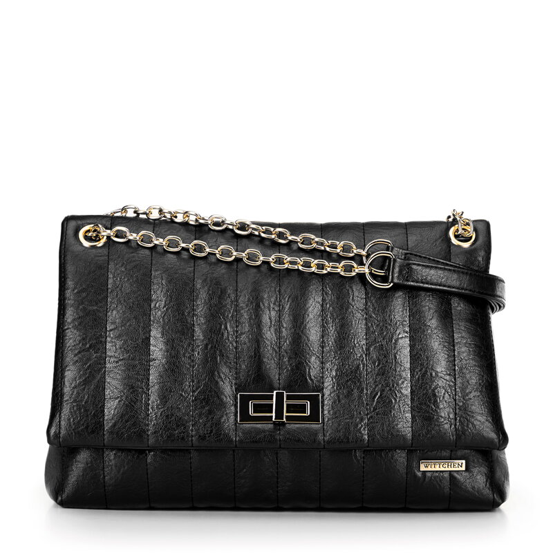 Dámska crossbody z ekokože dvojkomorová veľká čierna 100-4Y-418-1