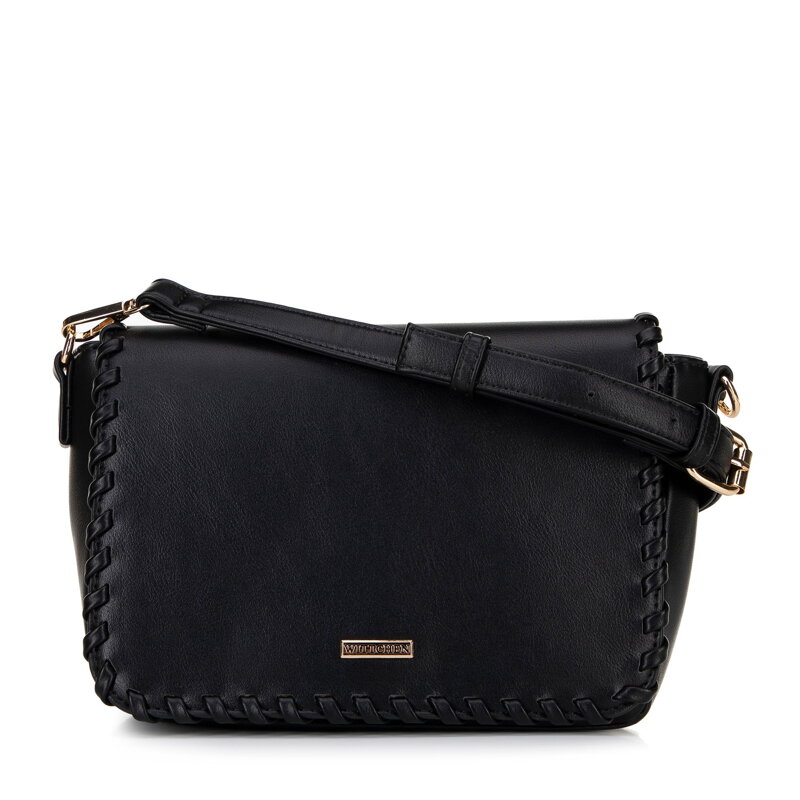 Dámska crossbody s olemovanou klopou čierna 100-4Y-235-1