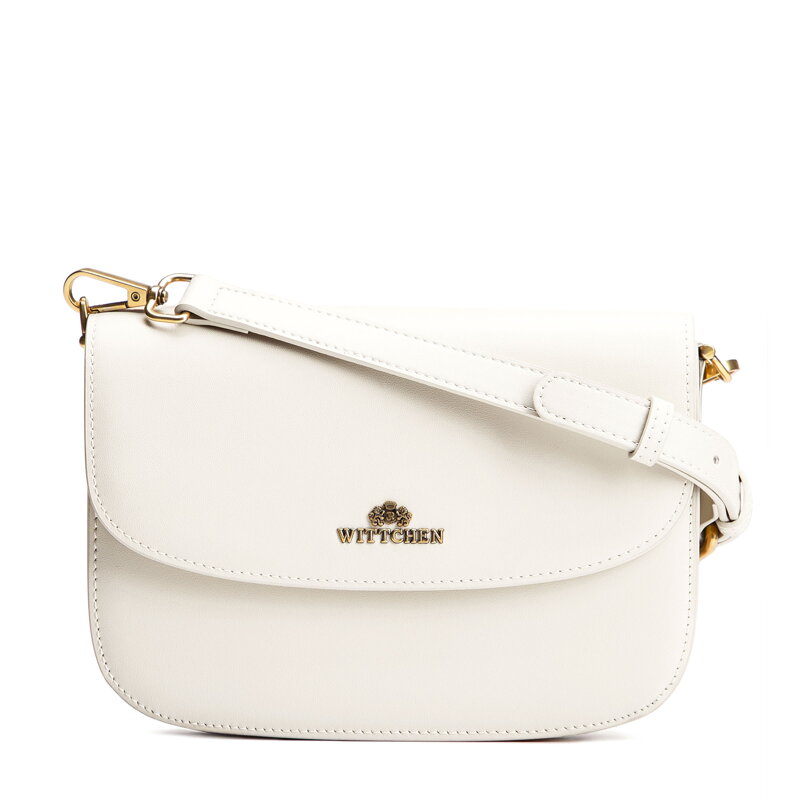 Dámska crossbody z prírodnej kože krémová 100-4E-214-0