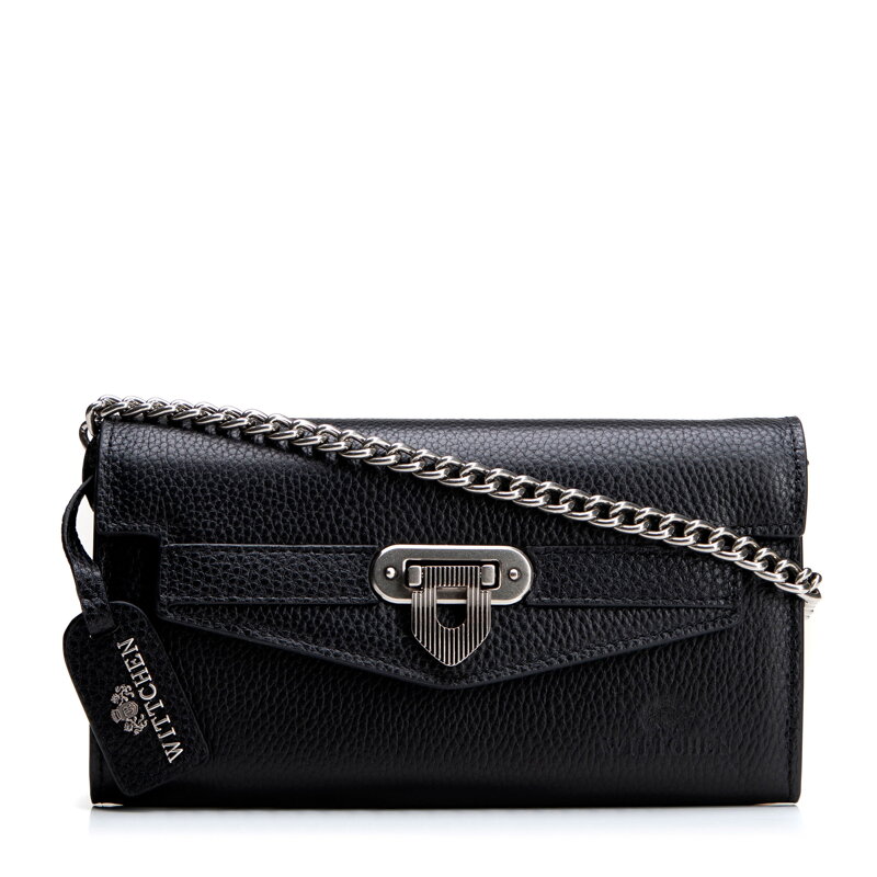 Elegantná kožená listová kabelka s detailmi a retiazkovým popruhom