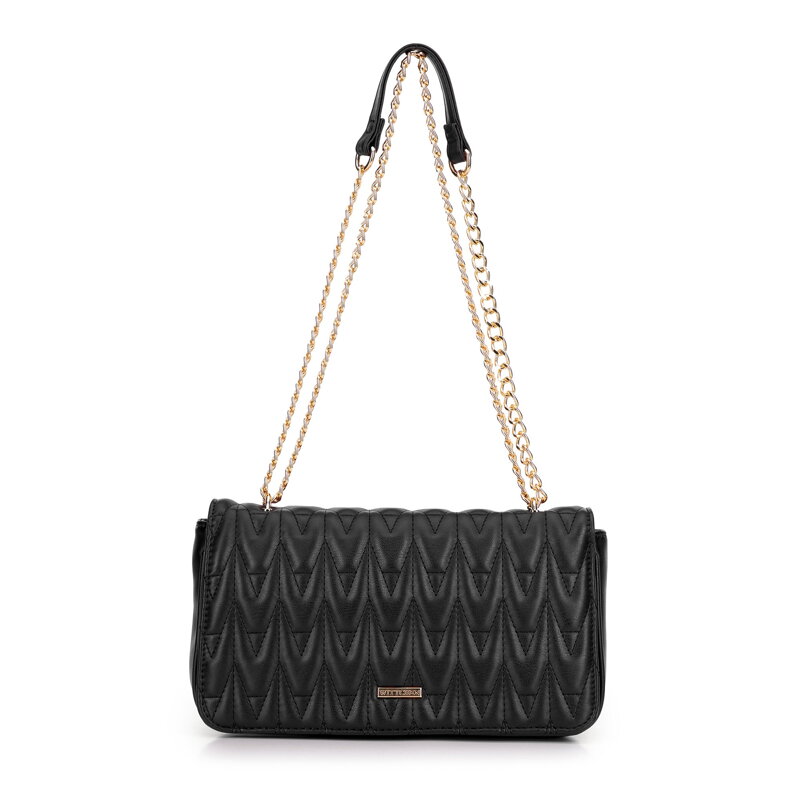 Dámska prešívaná crossbody kabelka s retiazkou čierna 99-4Y-427-1  