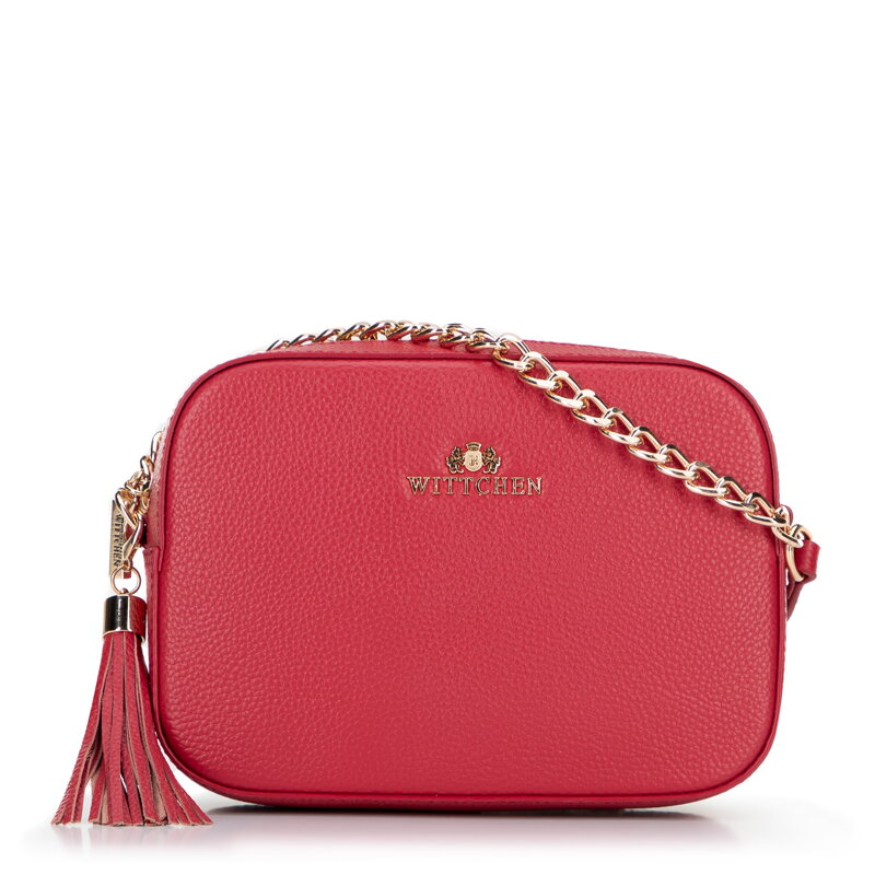 Dámska kožená taška typu crossbody s retiazkou 29-4E-015-P