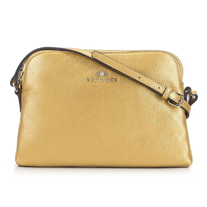 Dámska lichobežníková kožená crossbody kabelka Wittchen 29-4E-006-G