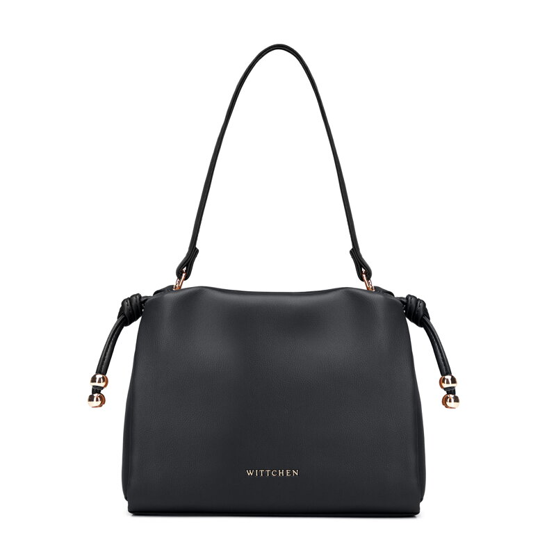 Čierna crossbody kabelka z imitácie kože so šnúrkami 102-4Y-406-1