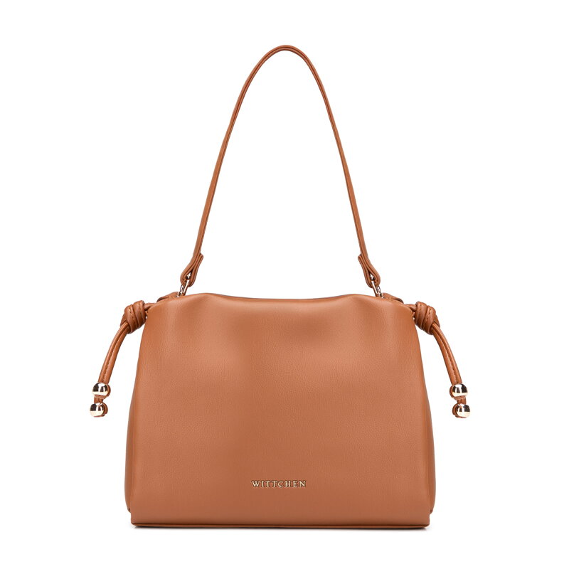 Svetlohnedá crossbody kabelka z imitácie kože so šnúrkami 102-4Y-406-5