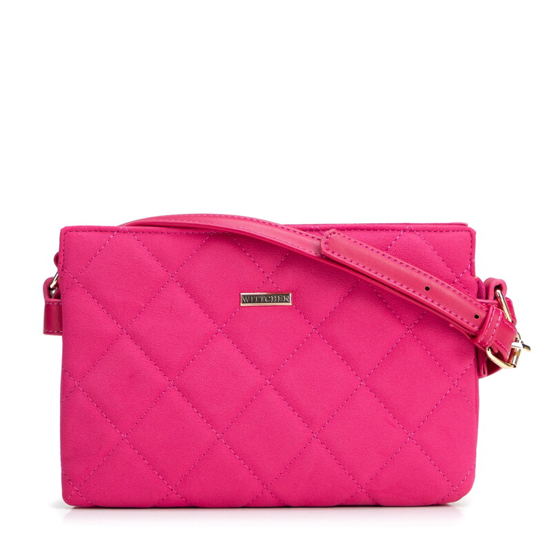 Dvojkomorová crossbody kabelka z imitácie semišu s prešívaním 94-4Y-618-P