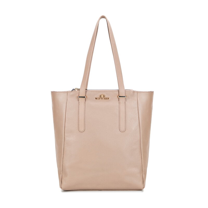 Dámska shopper kabelka z prírodnej kože béžová 101-4E-804-9