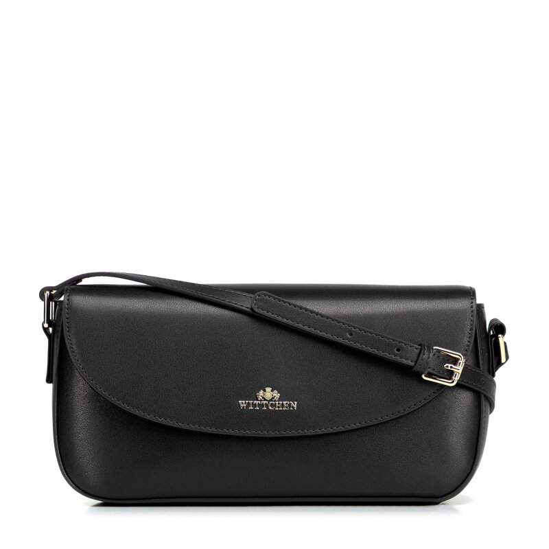 Čierna dámska crossbody kabelka Wittchen z prírodnej kože s decentným vzhľadom