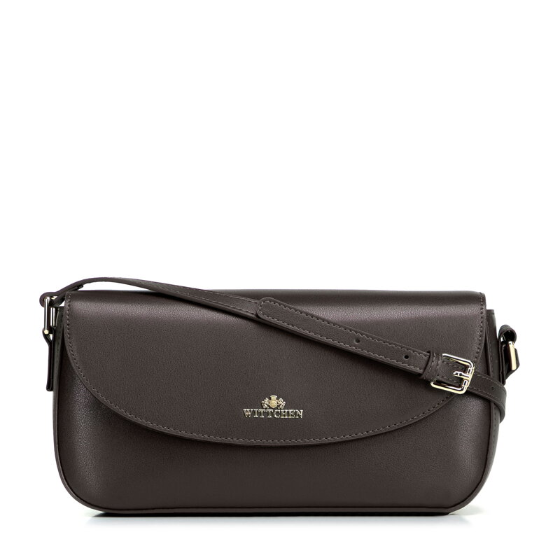Tmavohnedá dámska crossbody kabelka Wittchen z prírodnej kože
