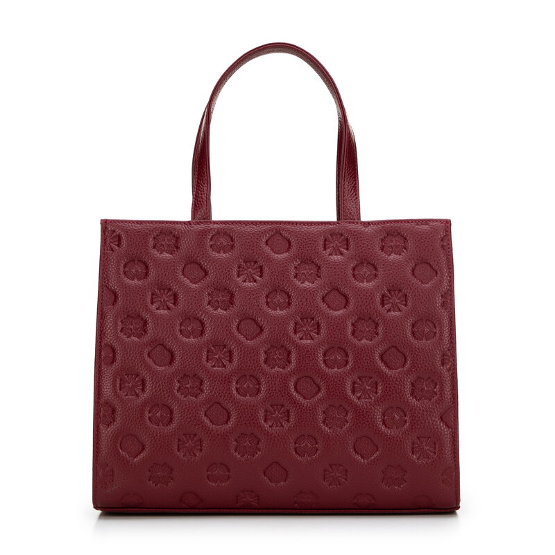 Dámska kožená crossbody kabelka s razením svetlobéžová 99-4E-302-9