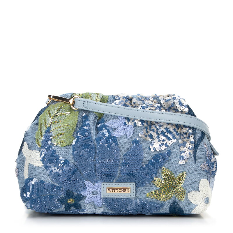 Dámska crossbody kabelka s flitrami modro-zelená 100-4Y-429-N