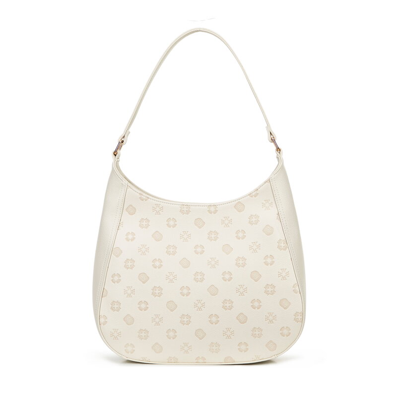 Dámska kabelka cez rameno z reliéfnej imitácie kože, krémová 101-4Y-P10-0