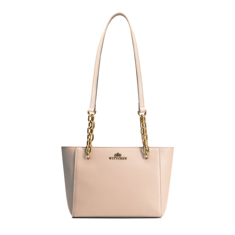 Dámska ramenná kožená kabelka béžová 100-4E-604-9