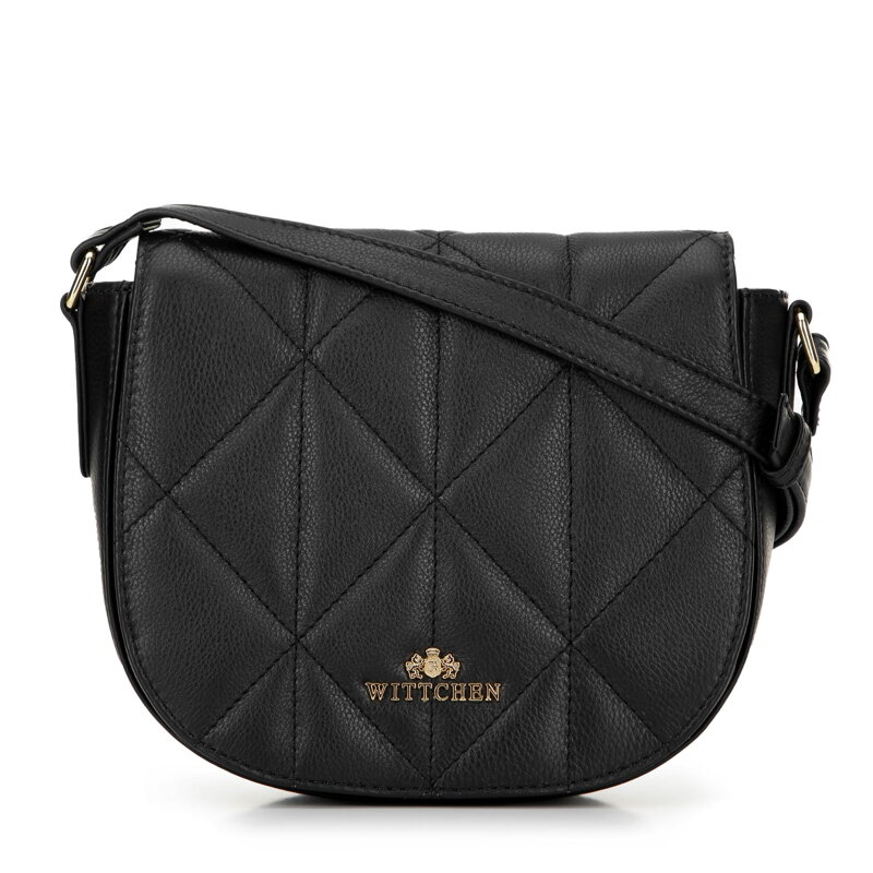 Dámska kabelka typu saddle bag z prešívanej kože čierna 99-4E-025-1