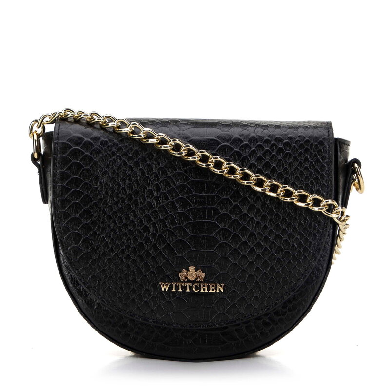 Dámska kabelka saddle bag z kože croco čierno-zlatá 99-4E-021-1G  