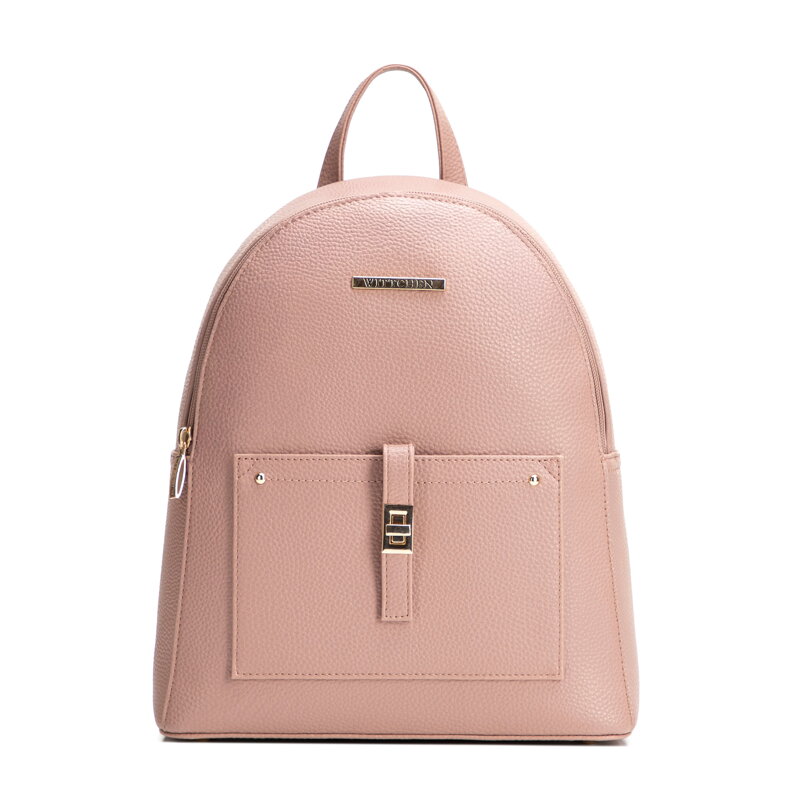 Dámsky ruksak z ekokože s predným vreckom ružový 29-4Y-003-B55