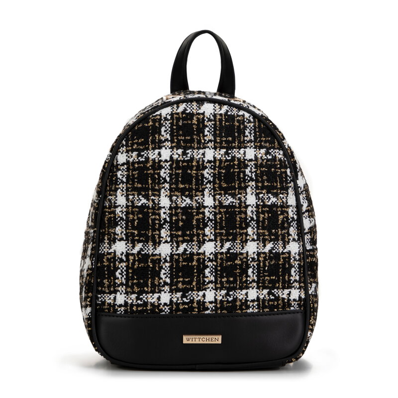 Čierno-biely bouclé batoh pre klasický vzhľad s nádychom elegancie, 99-4Y-408-10.