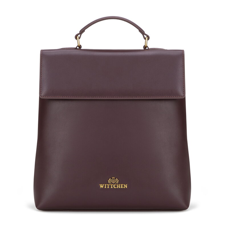 Dámsky kožený ruksak s klopou bordový 101-4E-200-3