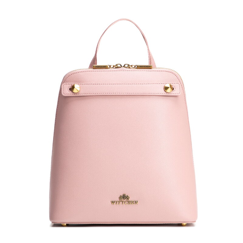 Dámsky trapezový batoh z kože ružový 100-4E-600-P