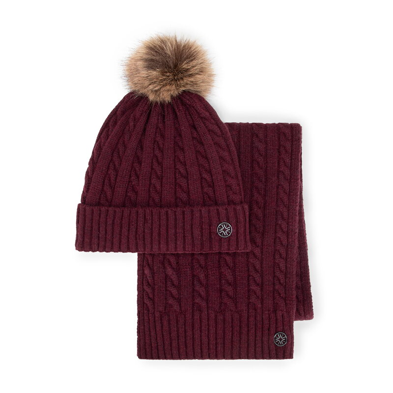 Dámsky zimný komplet s brmbolcom – čiapka a šál