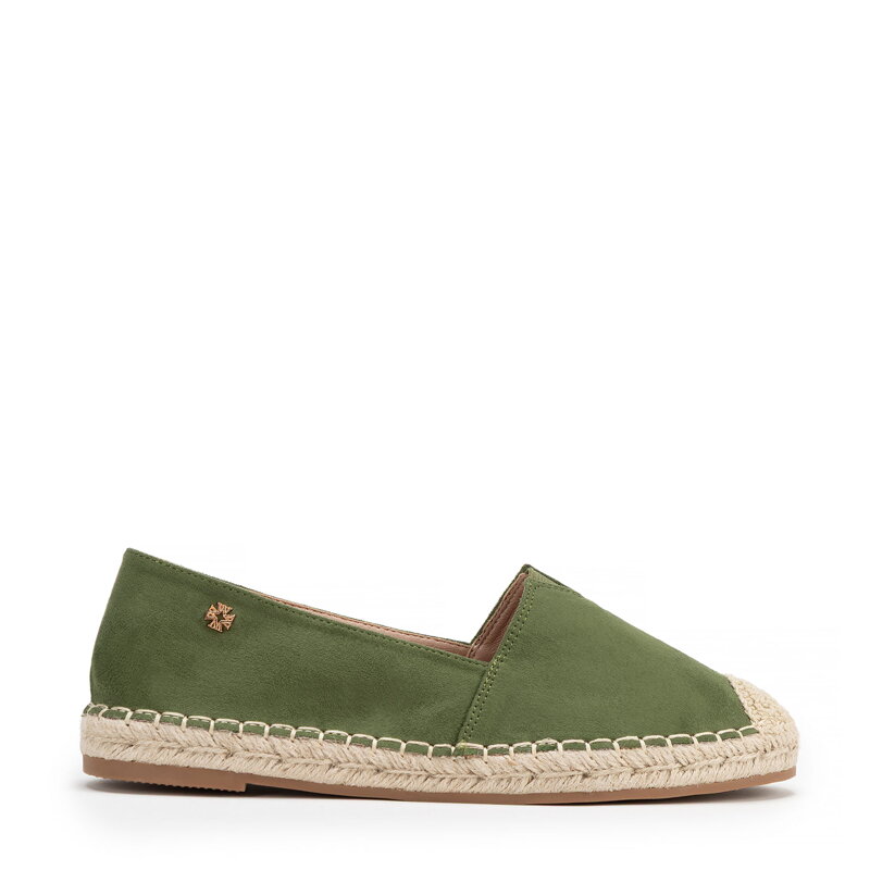 Dámske espadrilky s pleteným spracovaním zelené 100-DP-805-Z