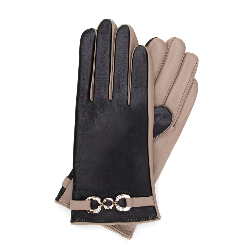 Dámske kožené rukavice čierno-béžové – elegantný doplnok v modernom štýle Dámske kožené rukavice čierno-béžové – elegantný doplnok v modernom štýle