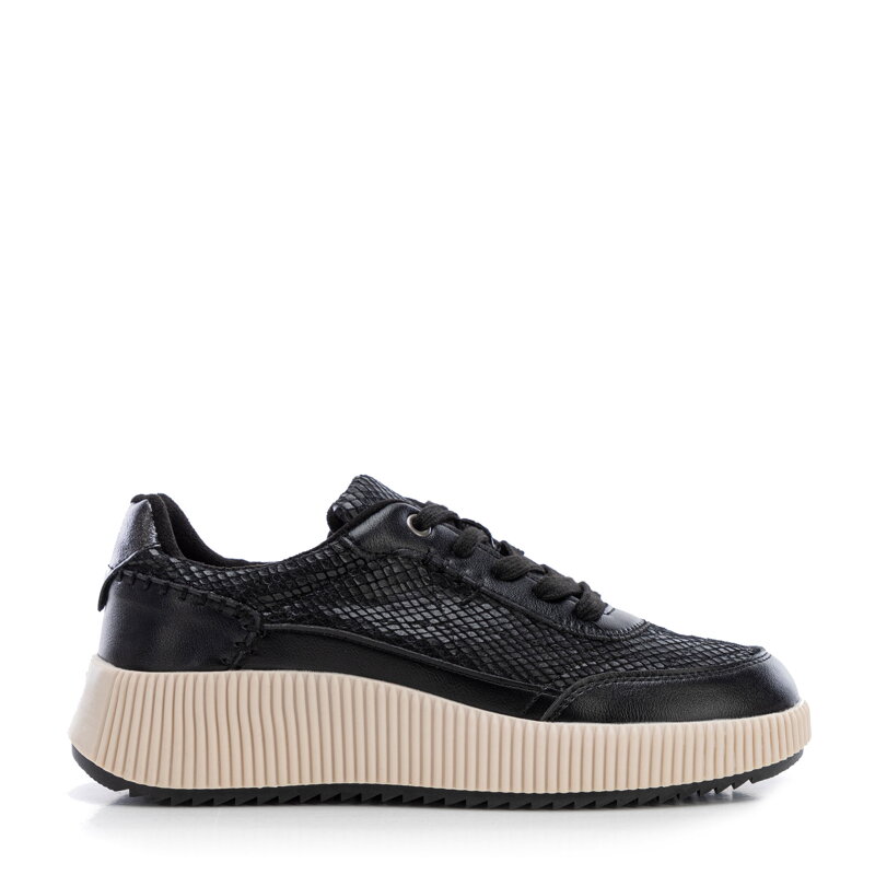 Dámske kožené sneakersy čierne 99-DP-403-1