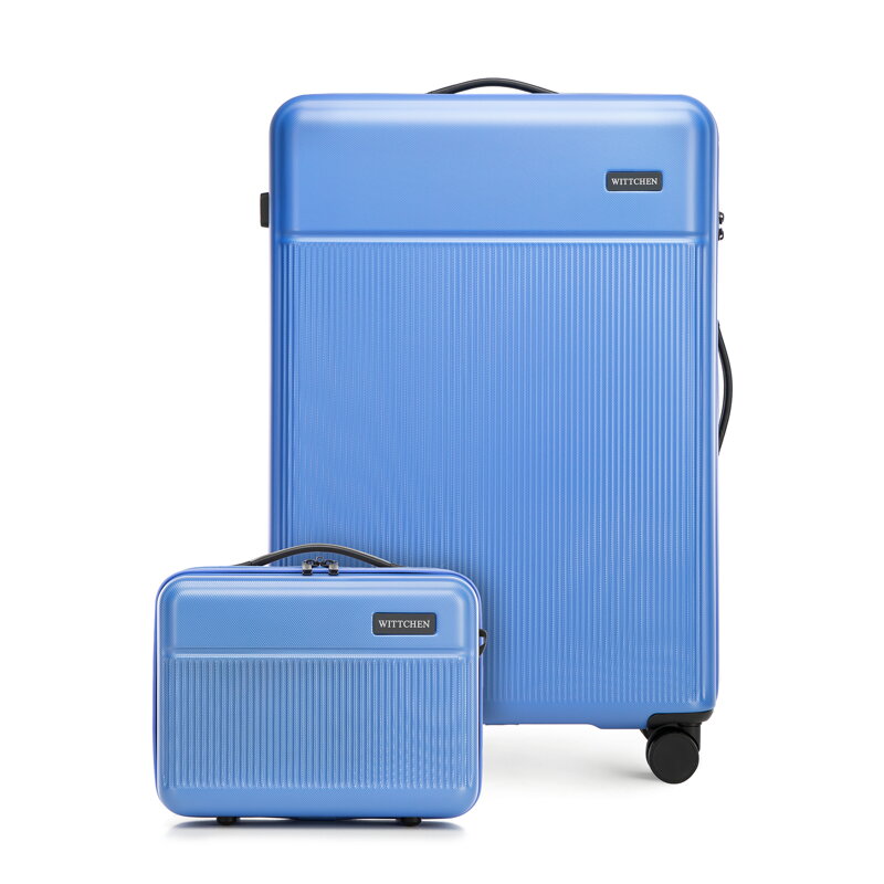 Súprava: veľký kufor a kozmetická taška z ABS – štýlové a funkčné cestovanie Súprava: veľký kufor a kozmetická taška z ABS – štýlové a funkčné cestovanie