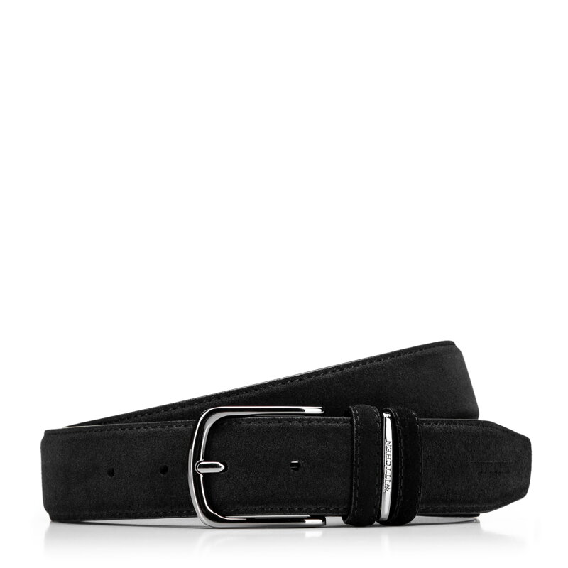 Pánsky čierny semišový kožený opasok – elegancia v mäkkom prevedení 101-8M-205-1