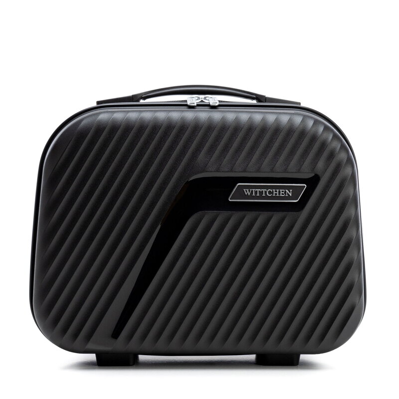 Cestovná kozmetická taška z polypropylénu v diagonálnych pruhoch čierno-strieborná 56-3T-504-10