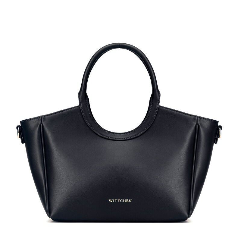 Kuferek damski z ekoskóry z okrągłymi rączkami czarny 102-4Y-905-1