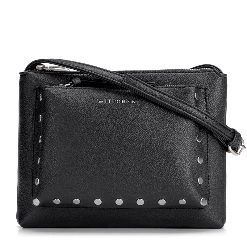 Dámska malá crossbody kabelka s ozdobnými nitmi Wittchen – čierno-grafitová