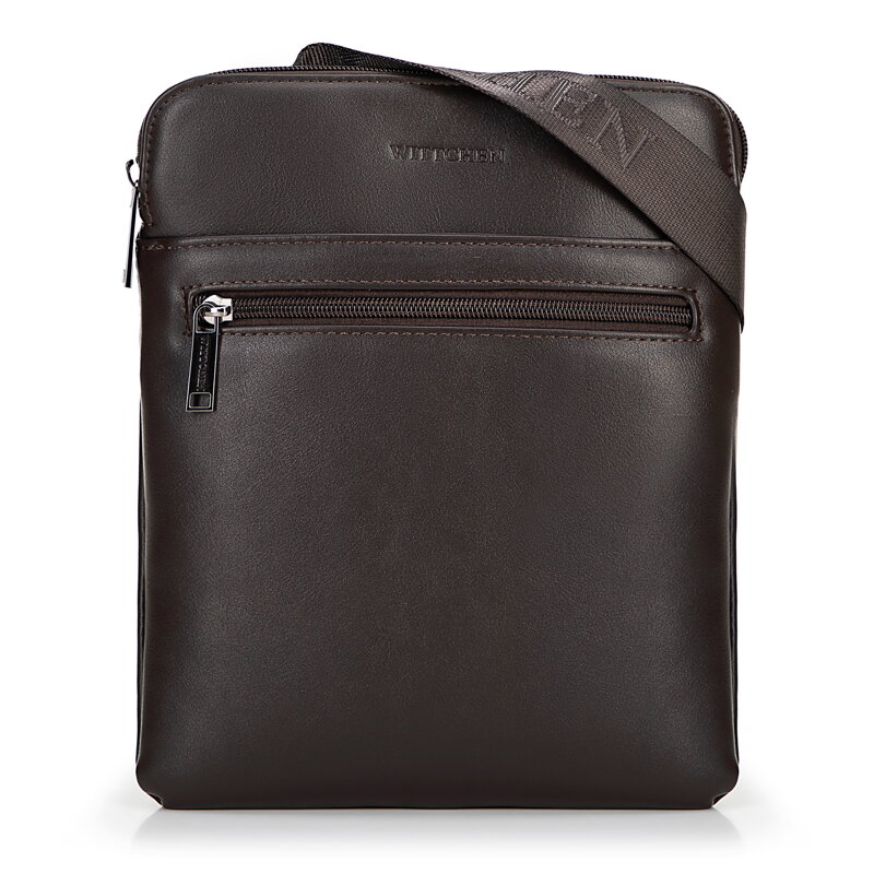 Pánska kožená crossbody taška tmavohnedá 100-4P-908-4