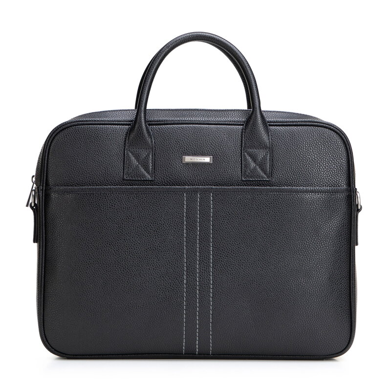 Pánska taška na notebook 15,6" z prírodnej zrnitej kože čierno-strieborná 102-3U-601-1S