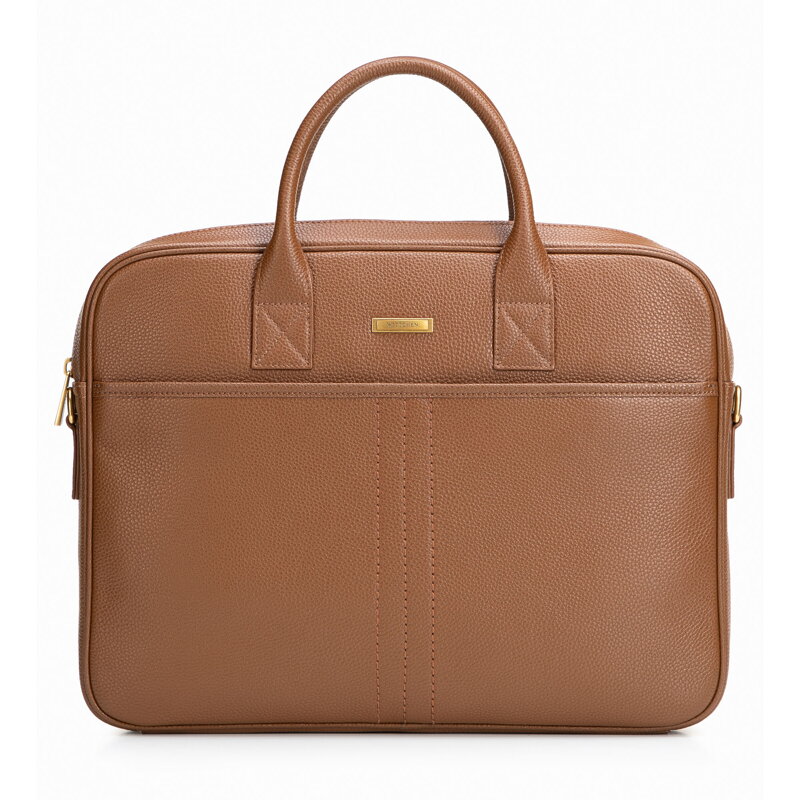 Pánska taška na notebook 15,6" z prírodnej zrnitej kože svetlohnedá 102-3U-601-5