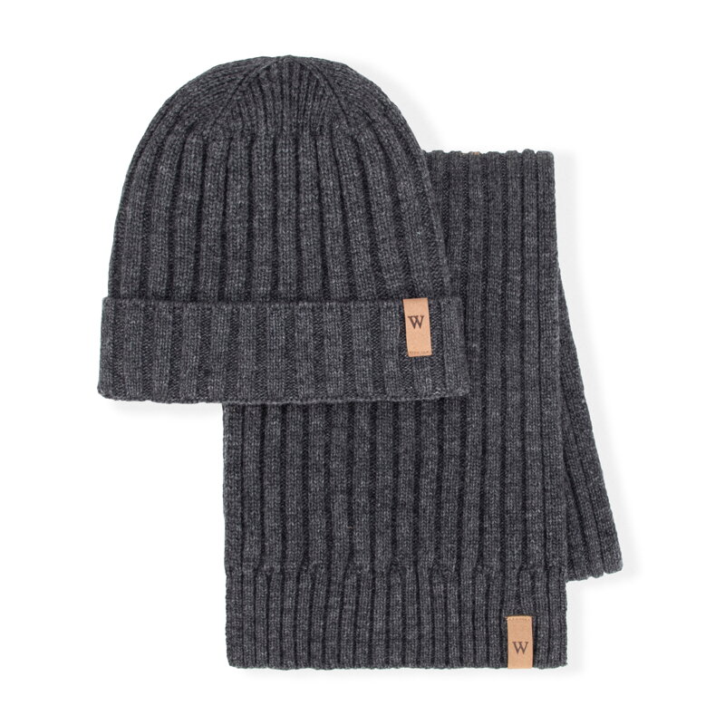 Pánsky zimný komplet s vlnou – čiapka a šál