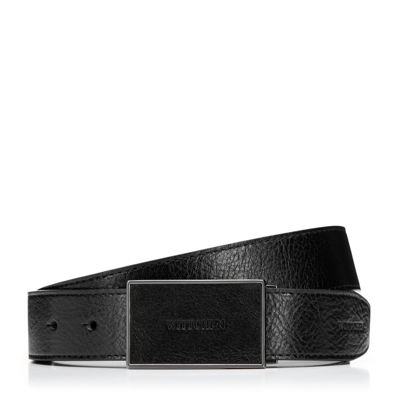 Pánsky kožený čierny opasok s koženou prackou – elegancia s výrazom 101-8M-211-1