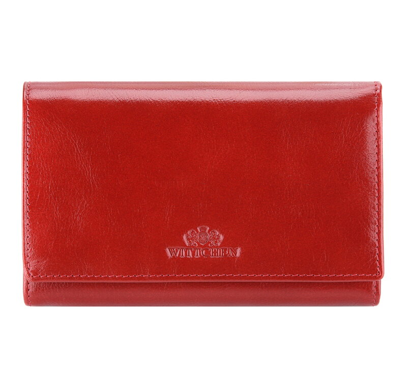 Dámska kožená peňaženka s rámikovou priehradkou na mince červená 21-1-081-3