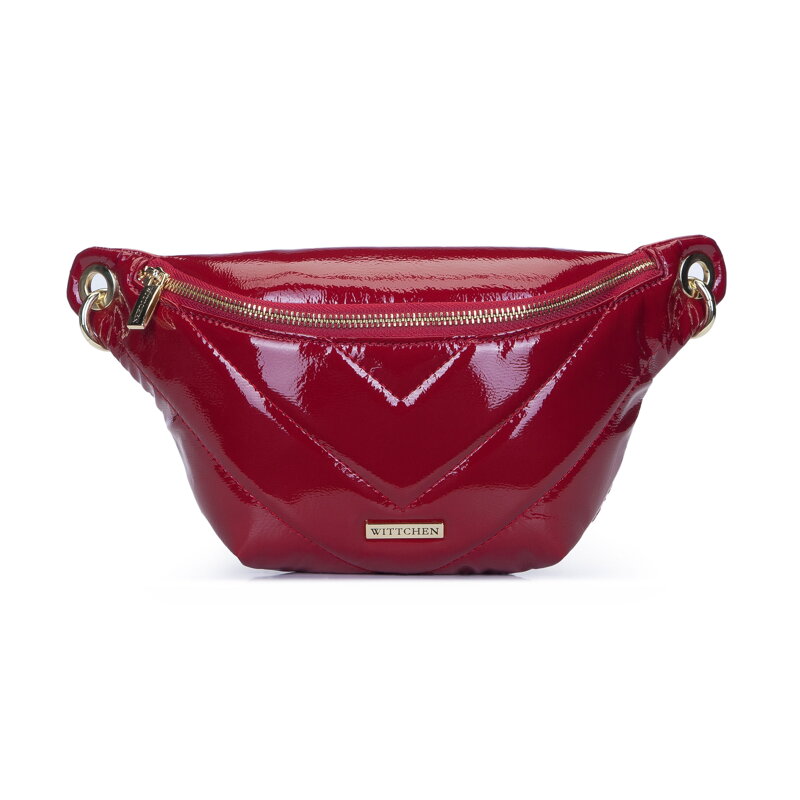 Dámska crossbody kabelka z eko kože s retiazkovým popruhom a detailmi zlatej farby 93-4Y-411-3