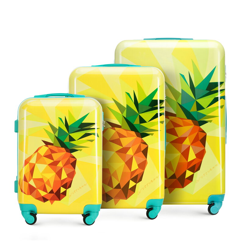 Set ABS kufrov s potlačou žltá 56-3A-64S-55