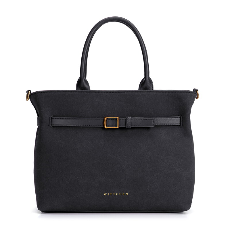 Čierna dámska shopper kabelka Wittchen z imitácie kože s čistým vzhľadom