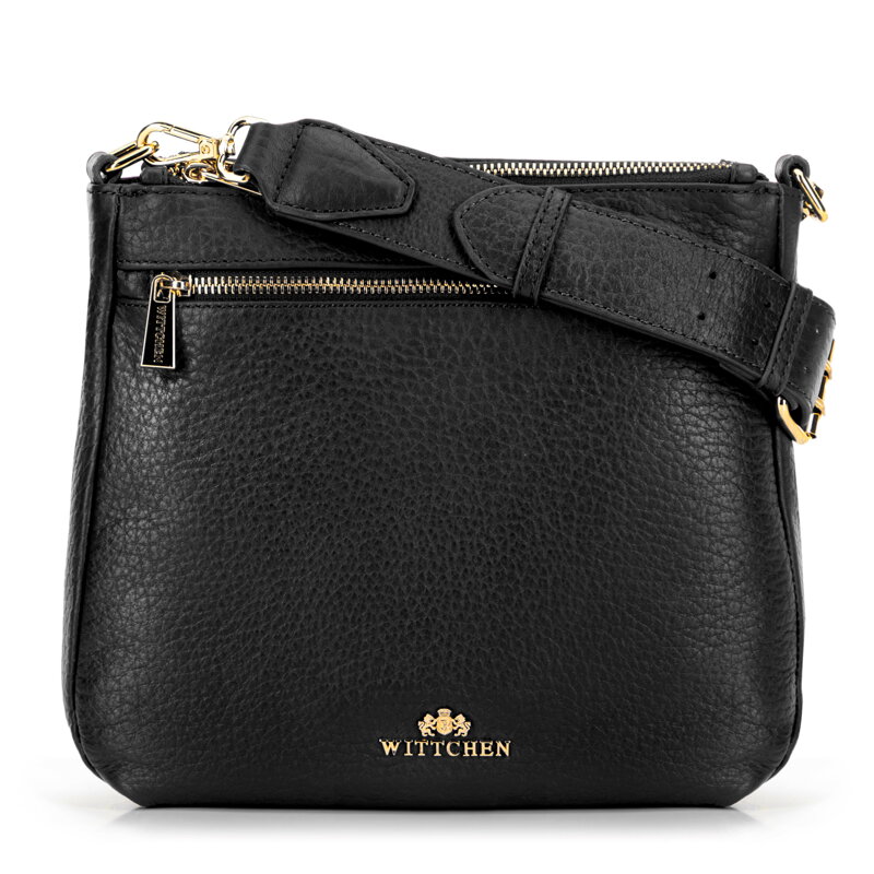 Dámska kožená crossbody s hrubým pásikom čierna