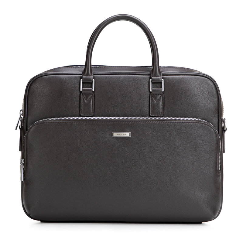 Pánska kožená taška na notebook 15,6" tmavohnedá 102-3U-602-4